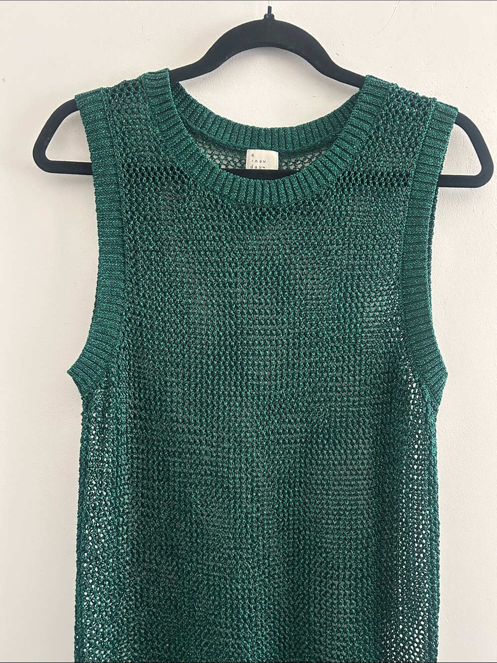 a new day, Woman’s Size XL Metallic Emerald Green Sleeveless Swim Cover Up Dress - Picture 2 of 8